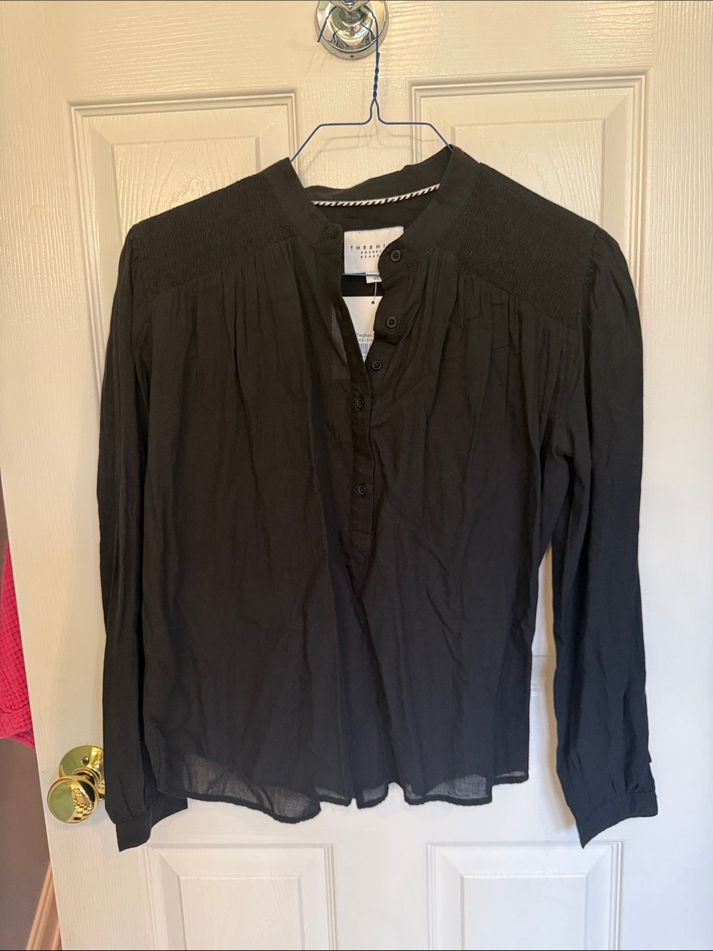 NWT The Shirt by Rochelle Behrens Black Cotton Voile Tieghan Shirt